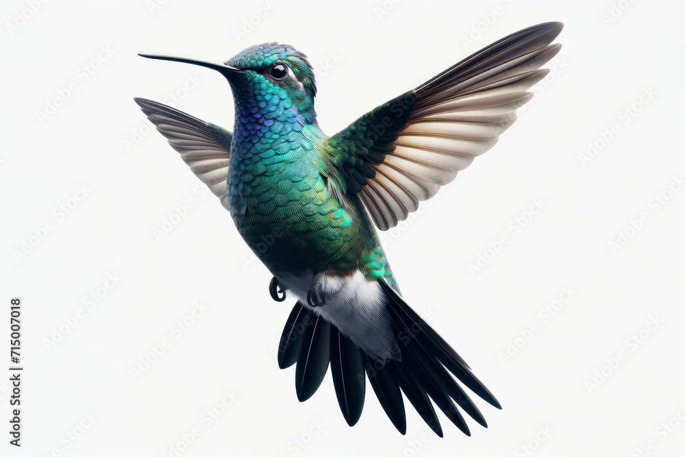 Fototapeta premium full body Hummingbird bird isolated on solid white background. ai generative