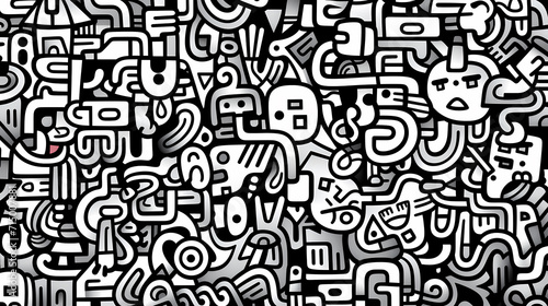 Funny doodle seamless pattern  artistic background