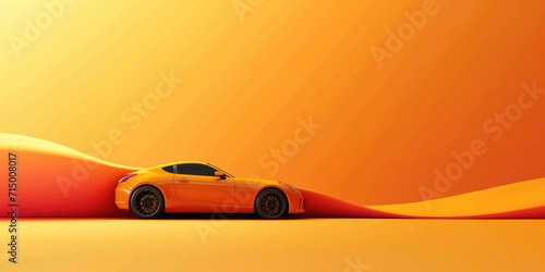 Vibrant orange banner with a car on the side with space for copy space.