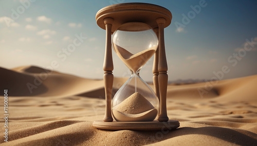 An hourglass with sand running out. AI generated