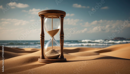 An hourglass with sand running out. AI generated