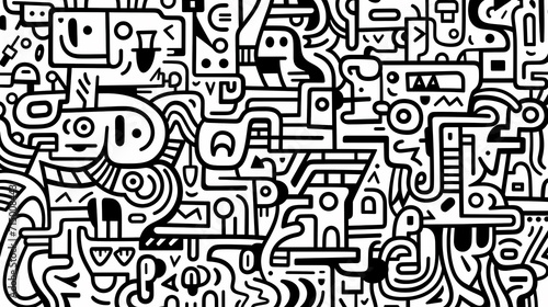 Funny doodle seamless pattern, artistic background