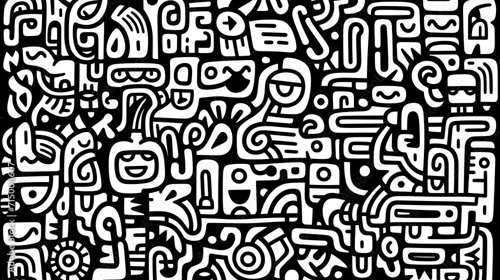 Funny doodle seamless pattern, artistic background