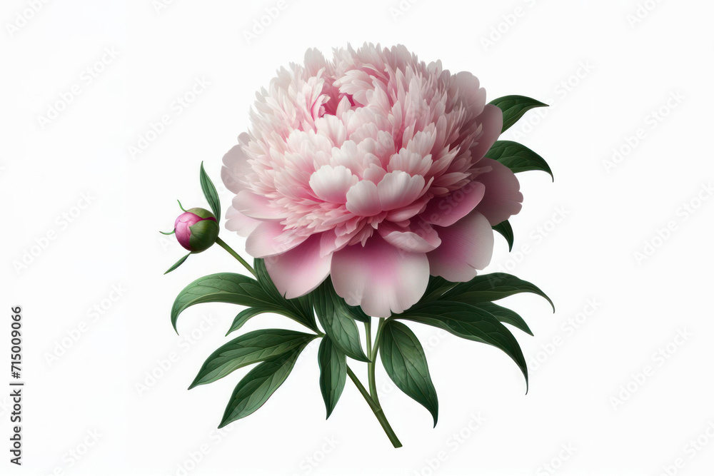 Peony flower isolated on solid white background. ai generative