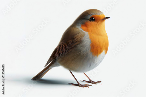 Robin bird isolated on solid white background. ai generative