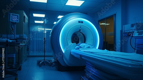 A hospital room with a large MRI machine Generative AI