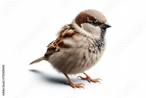 Sparrow bird isolated on solid white background. ai generative