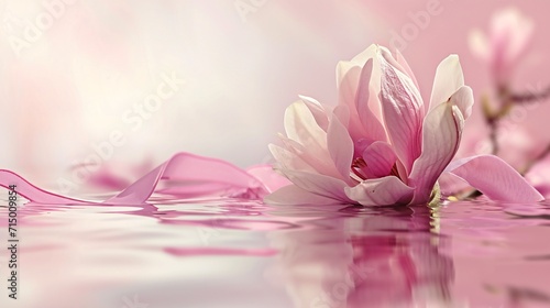 Pink flower in water Generative AI