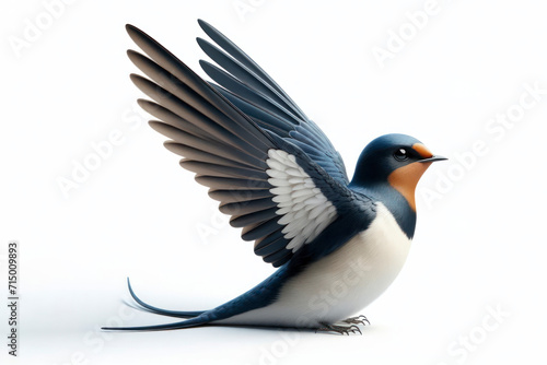 Swallow bird isolated on solid white background. ai generative
