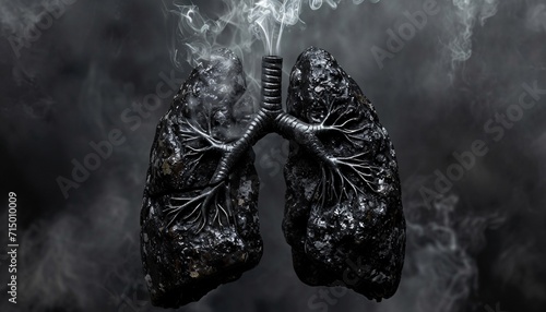 A close-up of a black lung with a wire going through it Generative AI