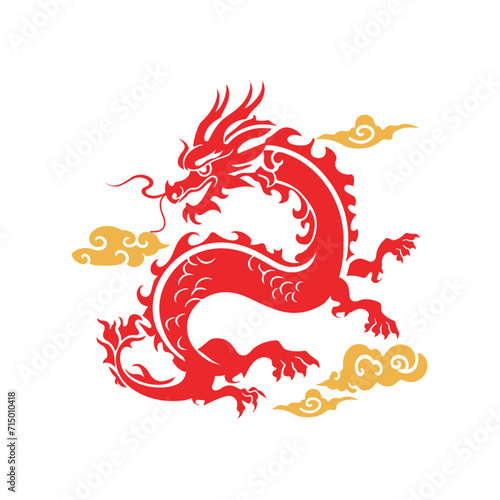 red dragon, Chinese, Chinese New Year, illustration vector,