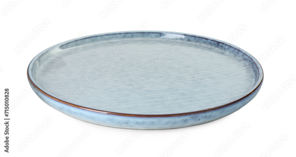 One beautiful ceramic plate isolated on white One beautiful ceramic plate isolated on white