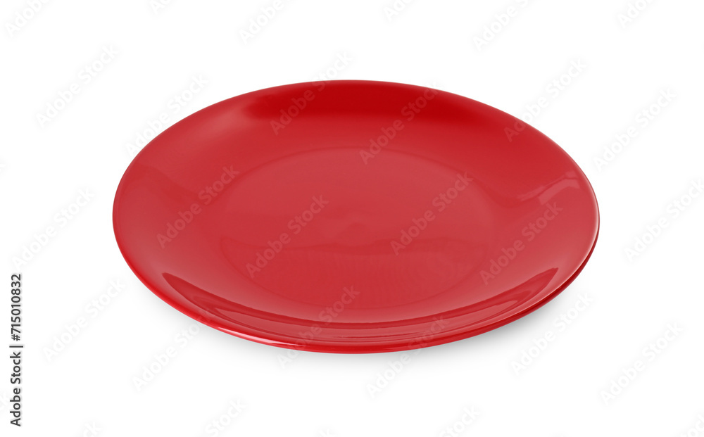 One beautiful red plate isolated on white One beautiful red plate isolated on white