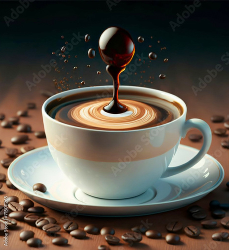 Fototapeta Naklejka Na Ścianę i Meble -  cup of coffie with cinnamon and star anise on wooden background