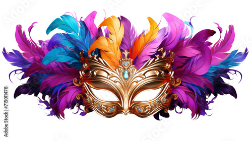 Obraz na płótnie Carnival mask with colorful feathers isolated Transparent background, PNG
