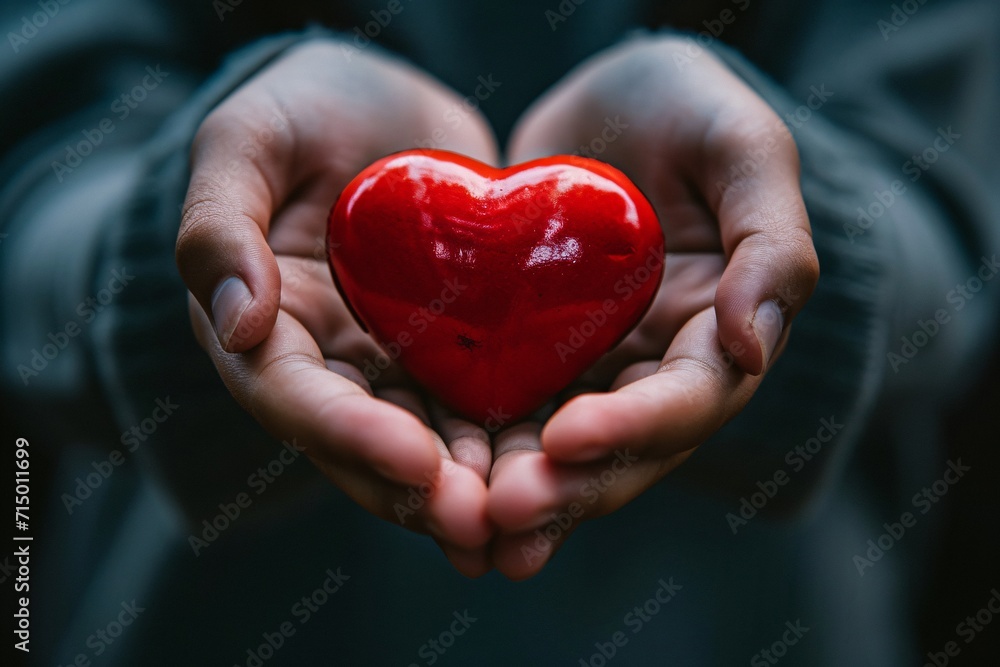 A person holding a red heart Generative AI A person holding a red heart Generative AI