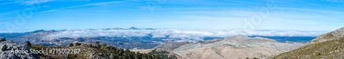Panoramic view from the hiking trail to Torrecilla peak, Sierra de las Nieves national park, Andalusia, Spain © Vitali