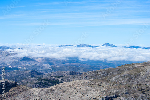 Panoramic view from the hiking trail to Torrecilla peak, Sierra de las Nieves national park, Andalusia, Spain