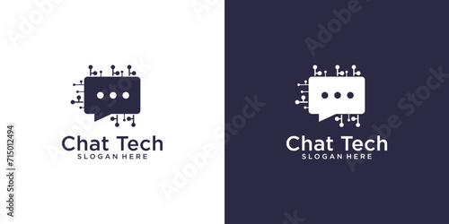 technology talk logo design template. technology communication concept symbol icon design. online chat logo. photo