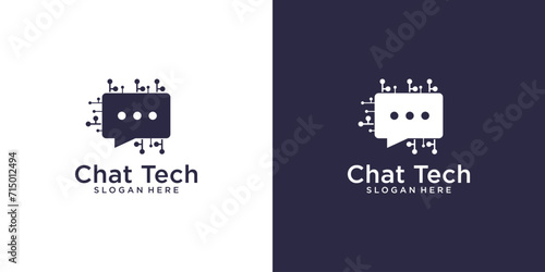 technology talk logo design template. technology communication concept symbol icon design. online chat logo.
