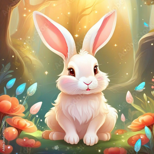 cute cartoon rabbit illustration. easter bunny. easter eggs