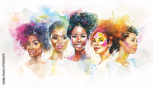 Colorful Portrait of Five Women Generative AI