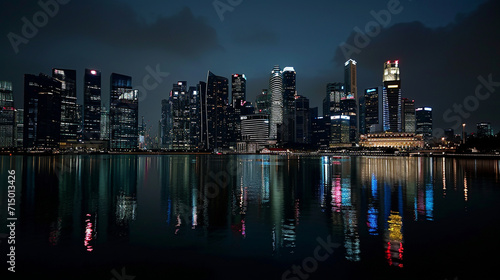 A city skyline transformed as iconic landmarks power down their lights for Earth Hour. The contrast between the darkened urban landscape and the few remaining illuminated windows s