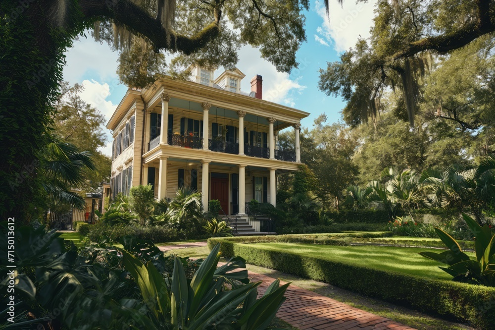 Exterior of old classic house in New orleans. Old real estate in Southern United States Exterior of old classic house in New orleans. Old real estate in Southern United States