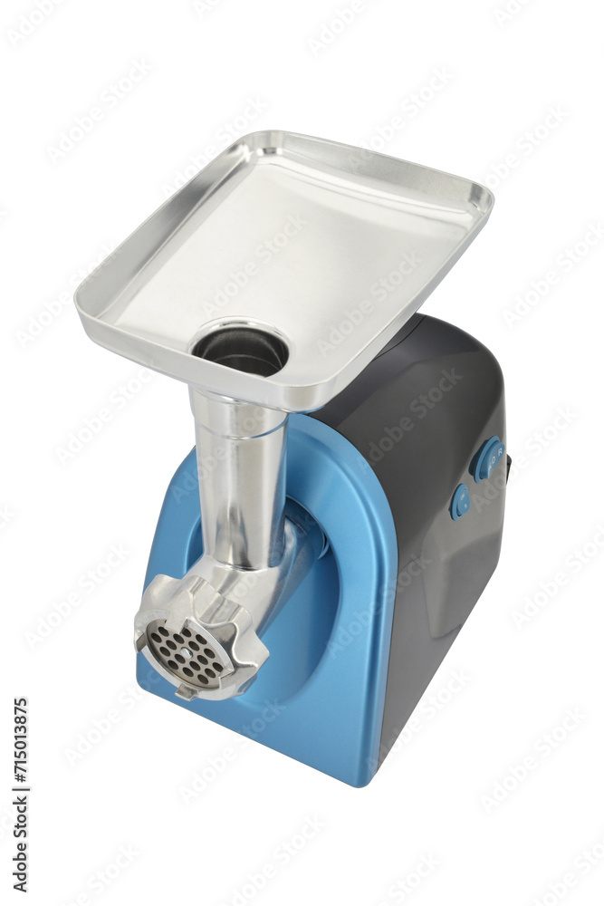 Modern electric meat grinder on a white background Modern electric meat grinder on a white background