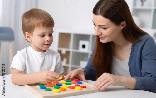 child is working with a speech therapist 