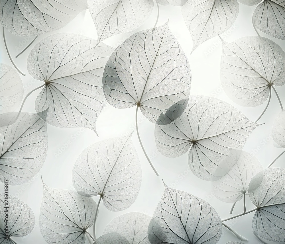Ethereal Beauty of Dense White Leaves - Flat Lay Art Background