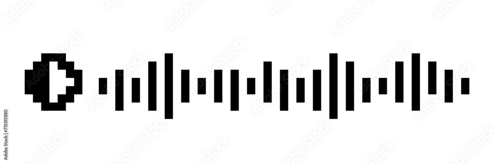 Voice message pixel icon. Voice track audio button. Mobile voicemail
