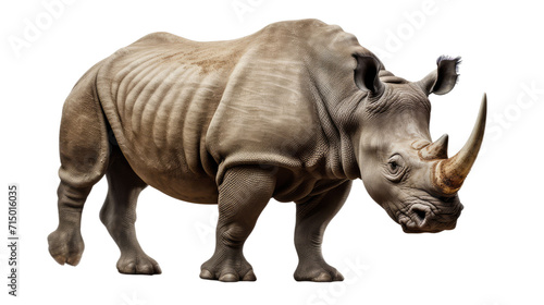  A rhino  isolated  white background