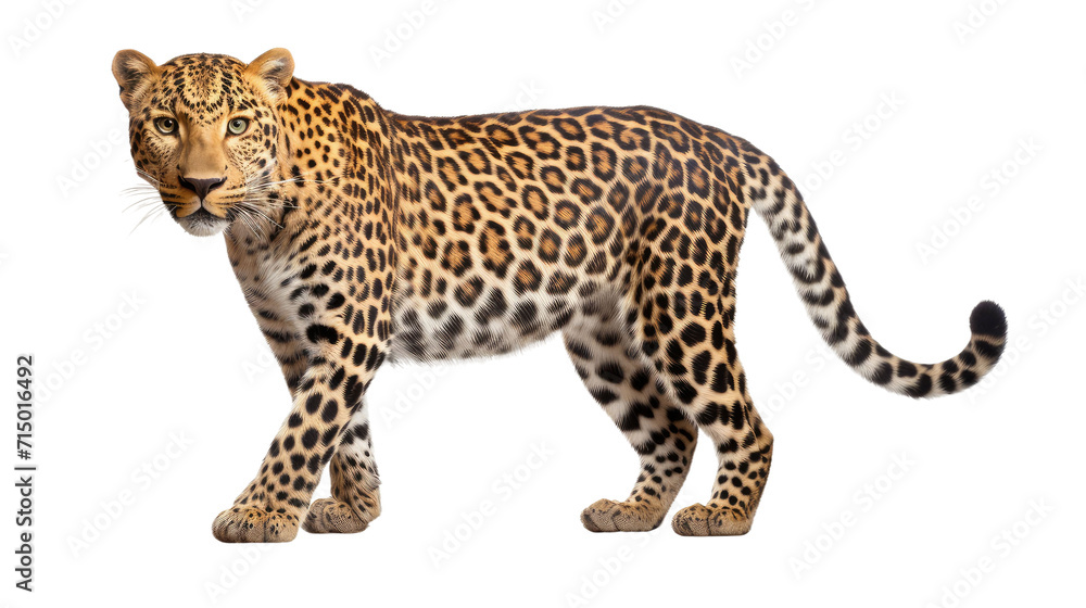 An adult standing leopard isolated An adult standing leopard isolated