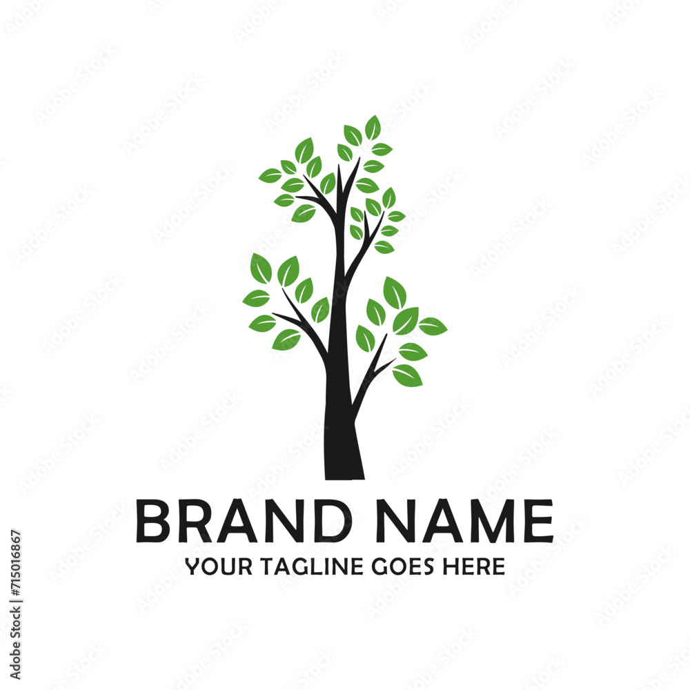 Obraz premium Abstract vibrant tree logo design, root vector