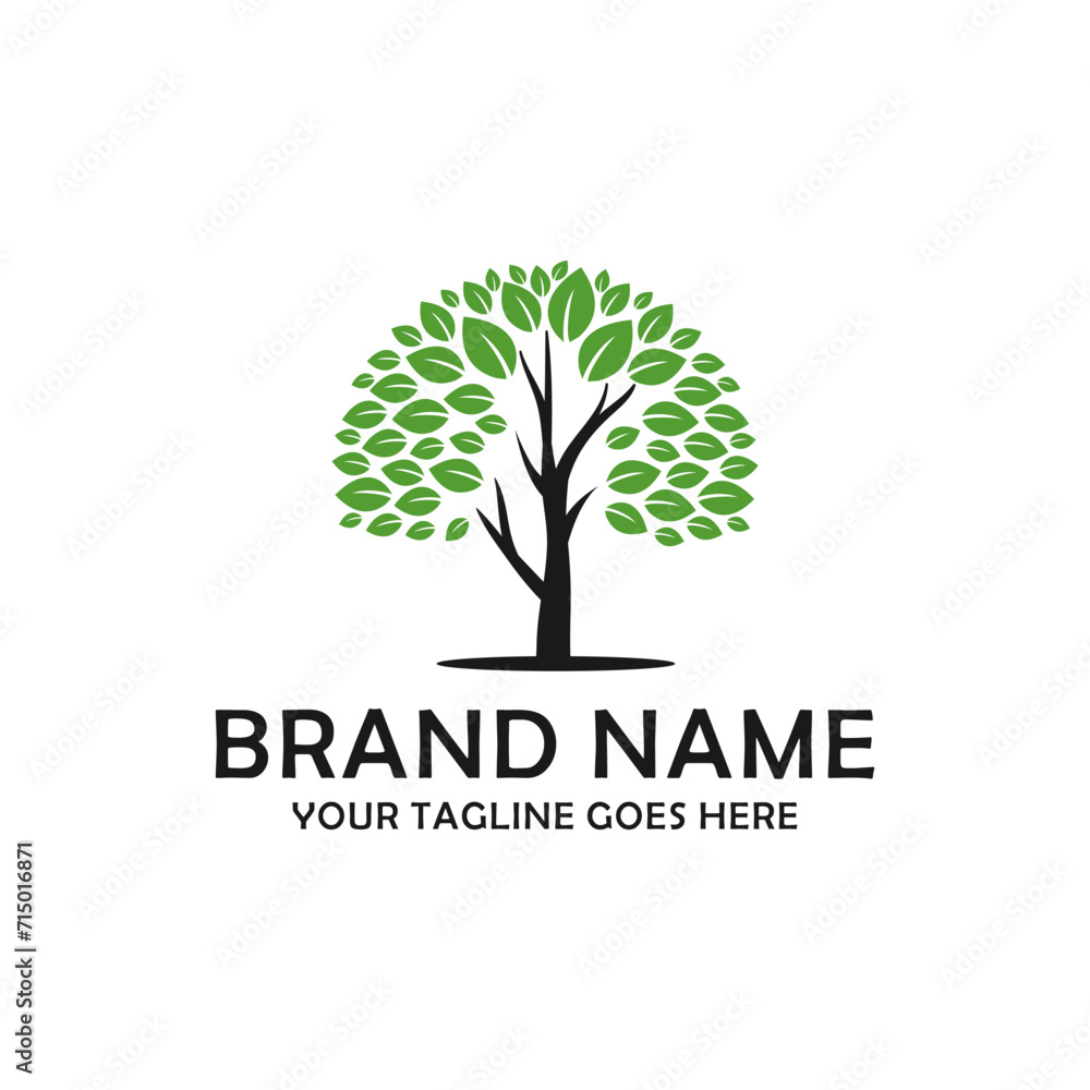 Obraz premium Abstract vibrant tree logo design, vector