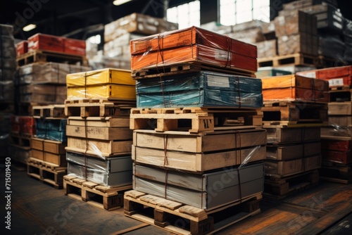 cartons stacked in a warehouse
