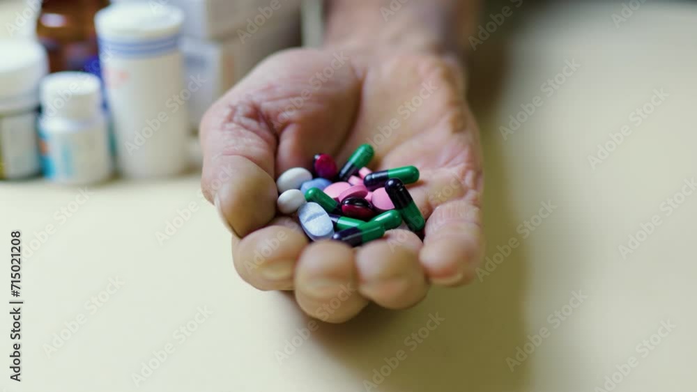 Vitamins and minerals in form of tablets are poured from hand to hand of person studio isolated. Vitamins and minerals in form of tablets are poured from hand to hand of person studio isolated.