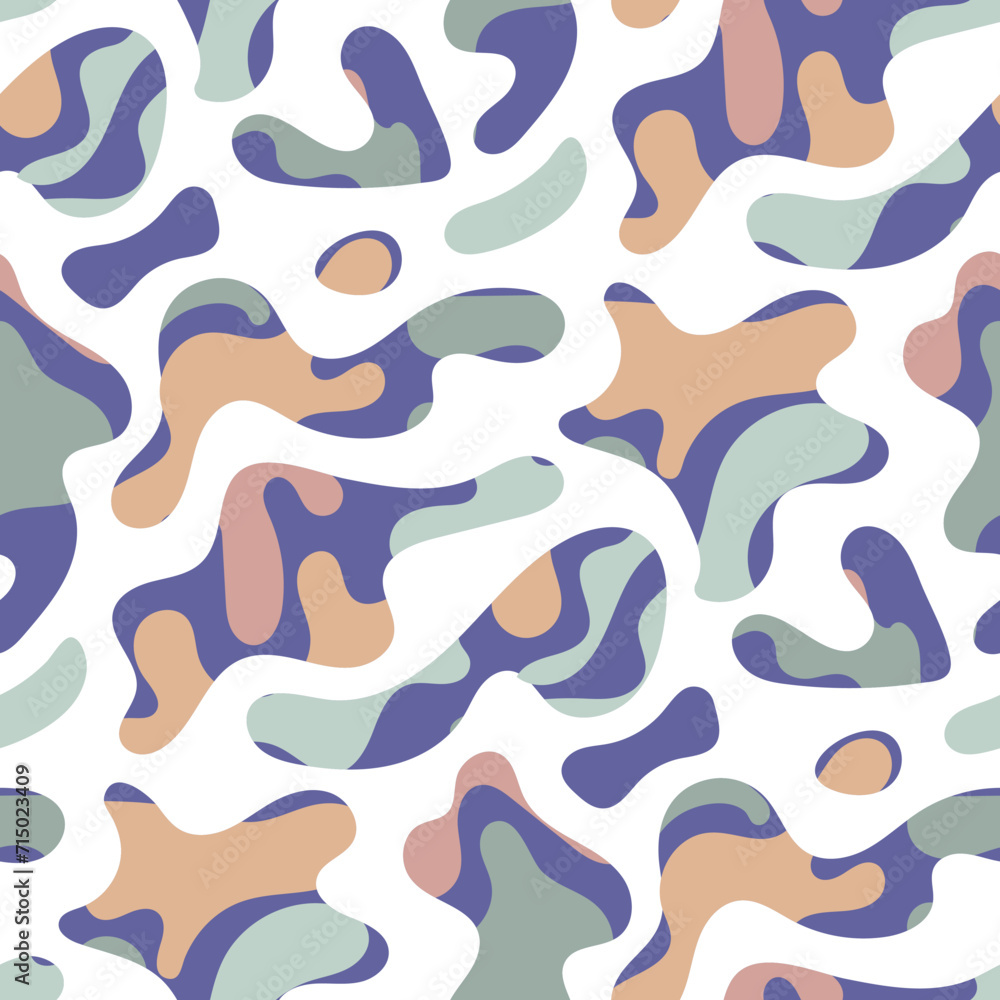 Freeform blob shapes pattern. Abstracts amoeba seamless pattern, freeform organic elements.
