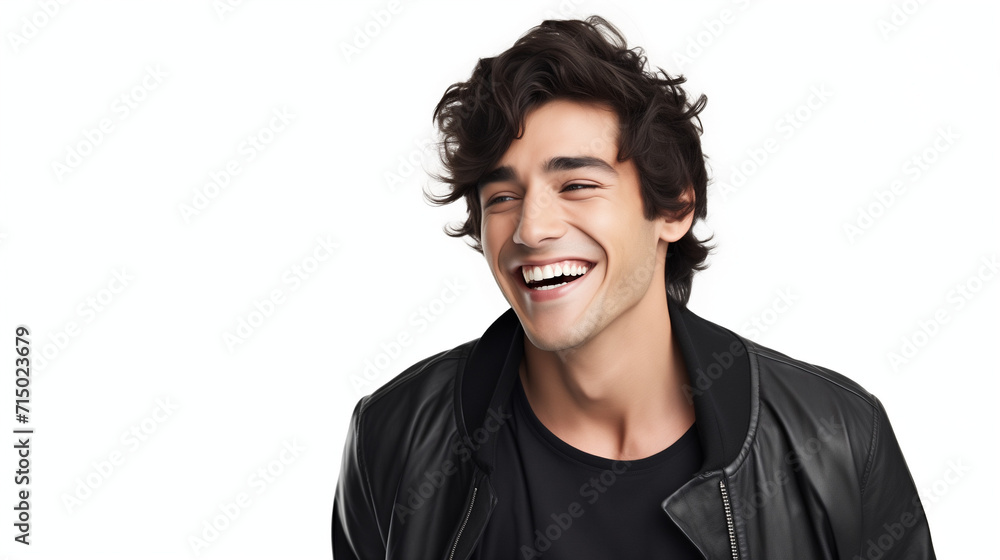 Obraz premium good looking man laughing and smiling. isolated on white background