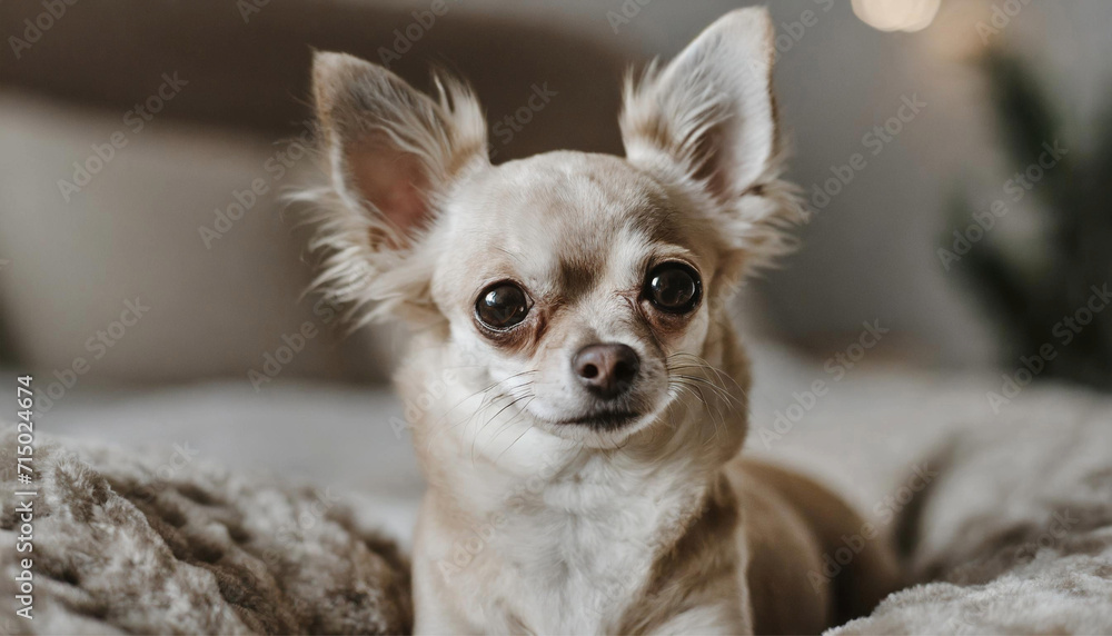 Closeup portrait of small funny beige mini chihuahua dog, blurred background Closeup portrait of small funny beige mini chihuahua dog, blurred background