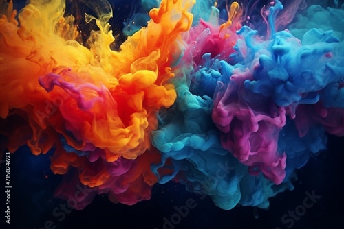 Fluid ink splashes underwater, creating mesmerizing colors.