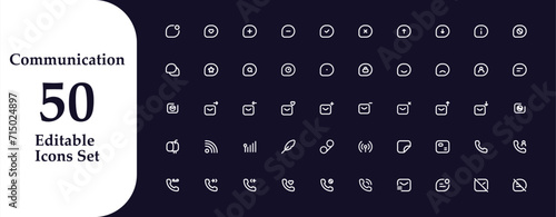 Simple Set of Communication Related Vector Line Icons. Editable Stroke.