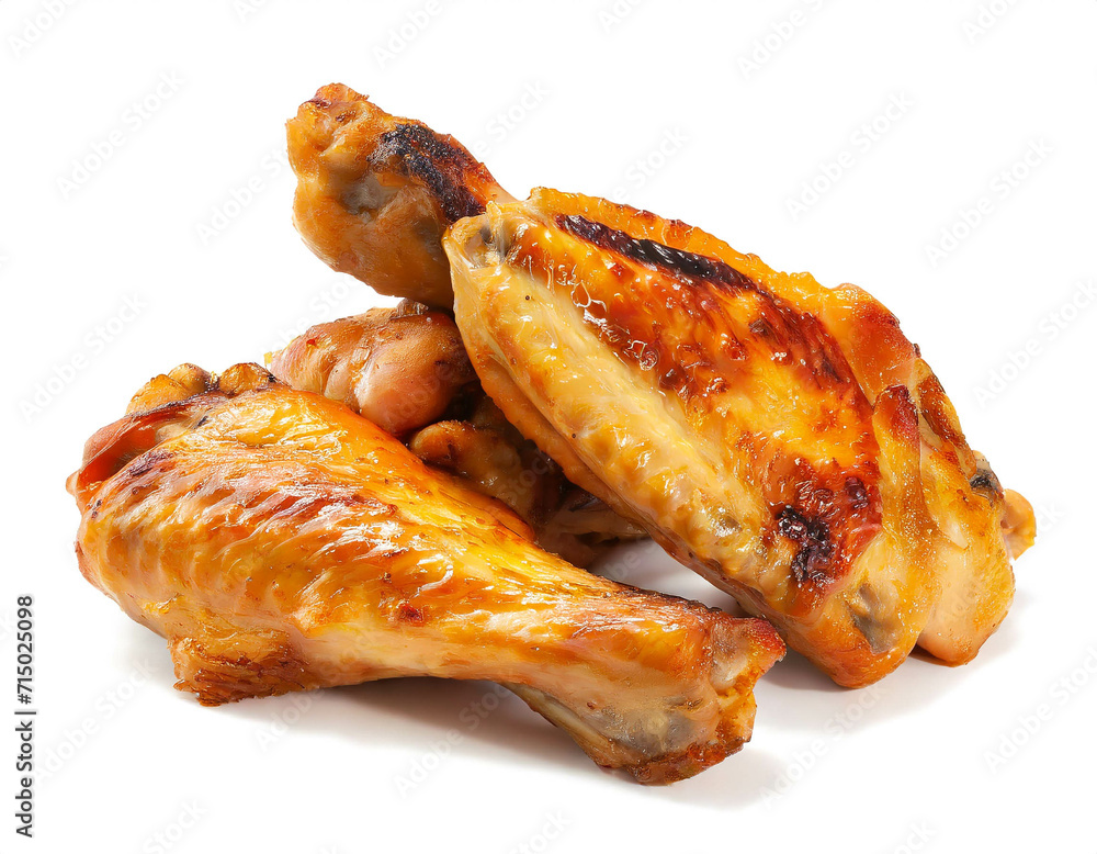 gegrillte Chicken wings isoliert auf weißen Hintergrund, Freisteller gegrillte Chicken wings isoliert auf weißen Hintergrund, Freisteller