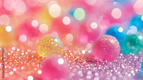 Colorful Glitter and Sparkle Balls on Bright Background for Festive Occasion