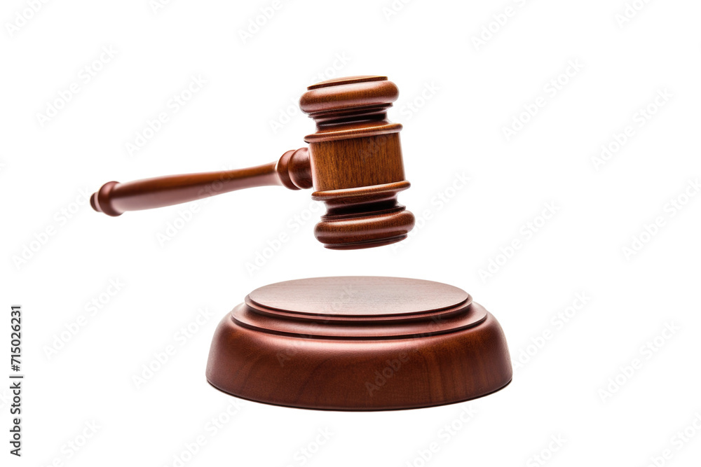 Judge gavel isolated on transparent background, Law and justice concept, Wooden auction hummer, Sentencing in the courtroom