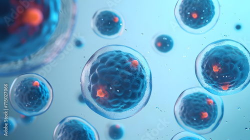 3d rendering of human cells in a blue background.