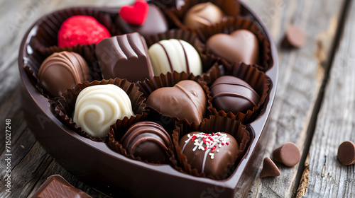 Assorted Luxury Chocolates in Heart Shaped Box for Valentine's Day