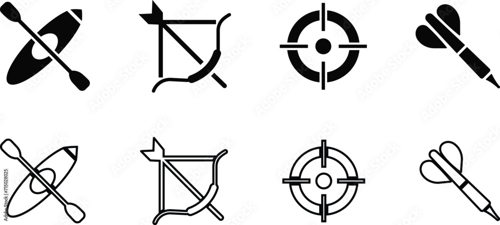 Target Icon in trendy flat, line style set isolated on transparent ...