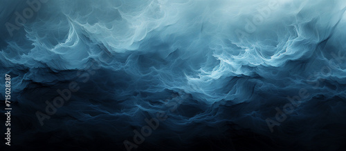 Abstract background, swirling ocean waves with a celestial, airy quality over a rich gradient of blues